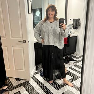 Cozy Light Gray Cable Knit Sweater